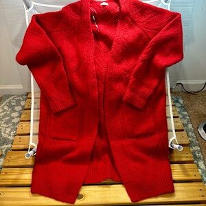 Cardigan Open Front Sweater Red POL Size Large